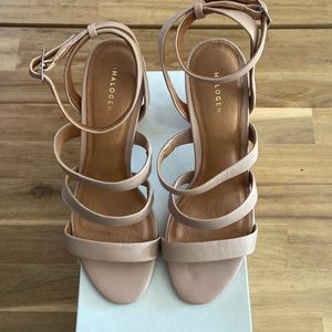 Halogen, blush leather ankle straps sandals